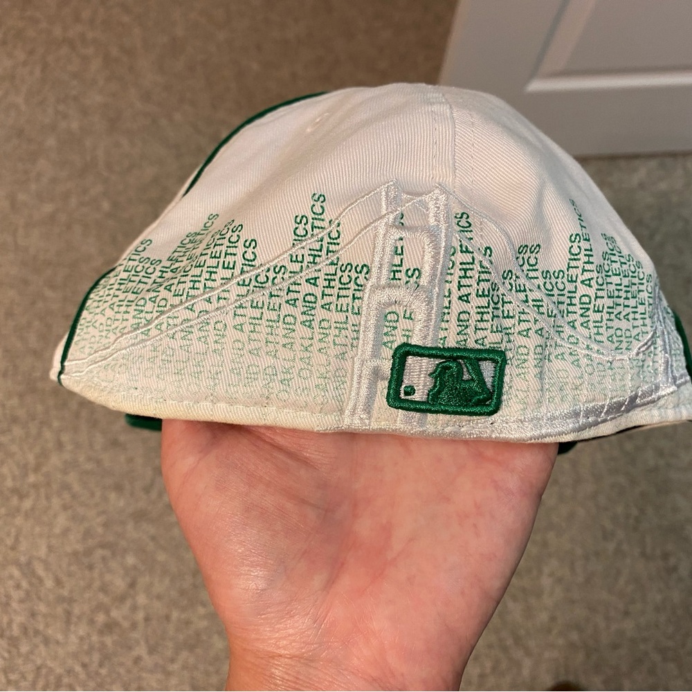 Y2K New Era 59FIFTY Oakland Athletics Embroidered Wordmark Cap White Green 7 5/8 - Picture 12 of 12